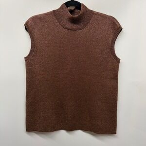 Coldwater Creek Large Chocolate Brown Sparkly Silk Blend Top Shirt Romantic Date